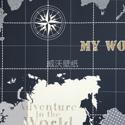 MONKI 儿童卡通男孩地图背景墙纸壁纸MK62171 62172 62173 62174
