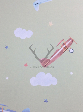 高档全屋COMPANION男孩飞机无缝墙布壁布YOB082101 082102 082103