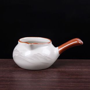 家用轻奢简约陶瓷侧把公道杯茶海分茶器功夫茶具待客杯子 新中式