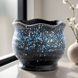 复古透气粗陶花盆陶瓷多肉绿植大口清仓陶罐花盆绿萝10口径花盆