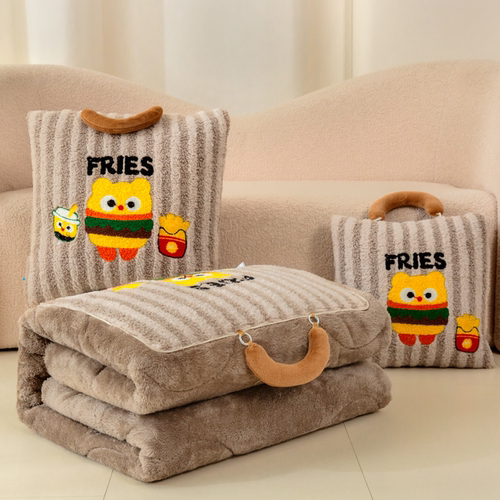 手提式抱枕被子两用二合一冬天加厚毛毯办公室午睡毯车用靠背靠枕