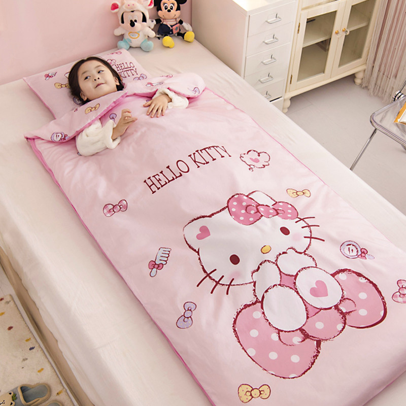 kt猫防踢被子神器凯蒂猫婴儿童睡袋中大童宝宝幼儿园午睡酒店隔脏