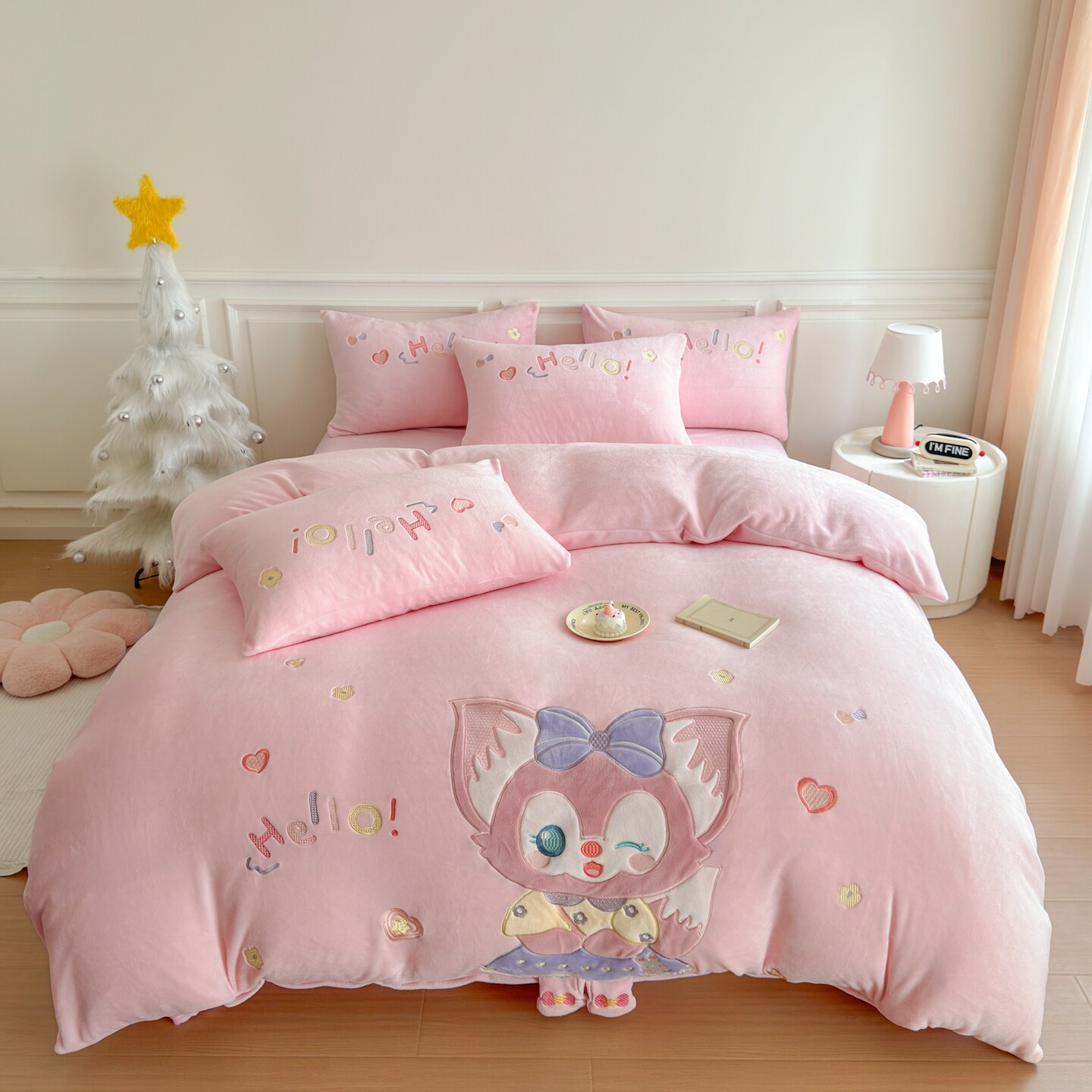 2025新款贝儿牛奶绒四件套公主风女孩子儿童加厚秋冬款床笠三件套