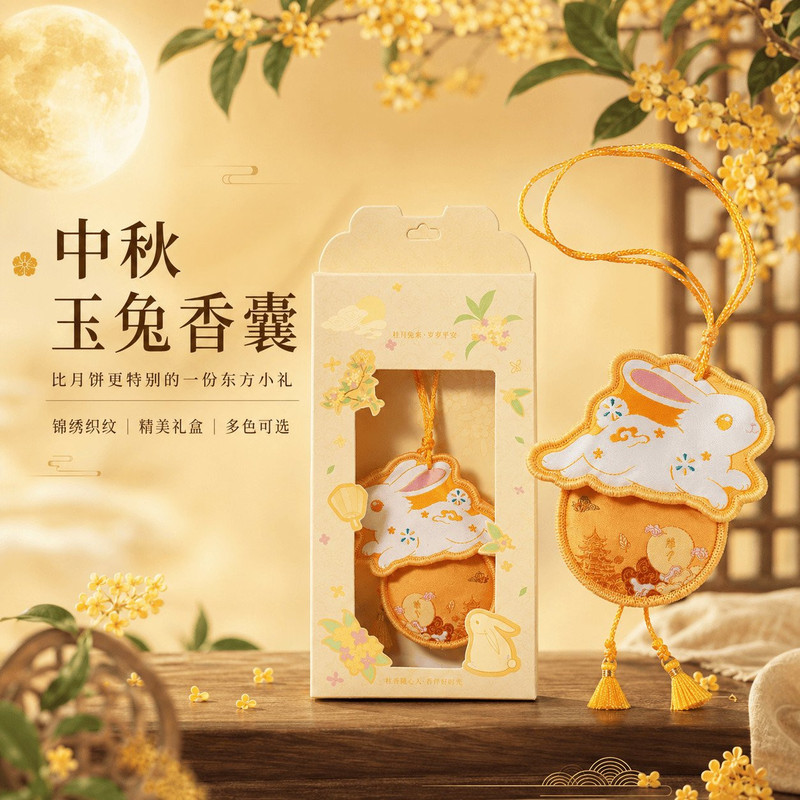 中秋节限定香囊玉兔香挂随身古风挂饰包包车载挂件中秋望月兔香包