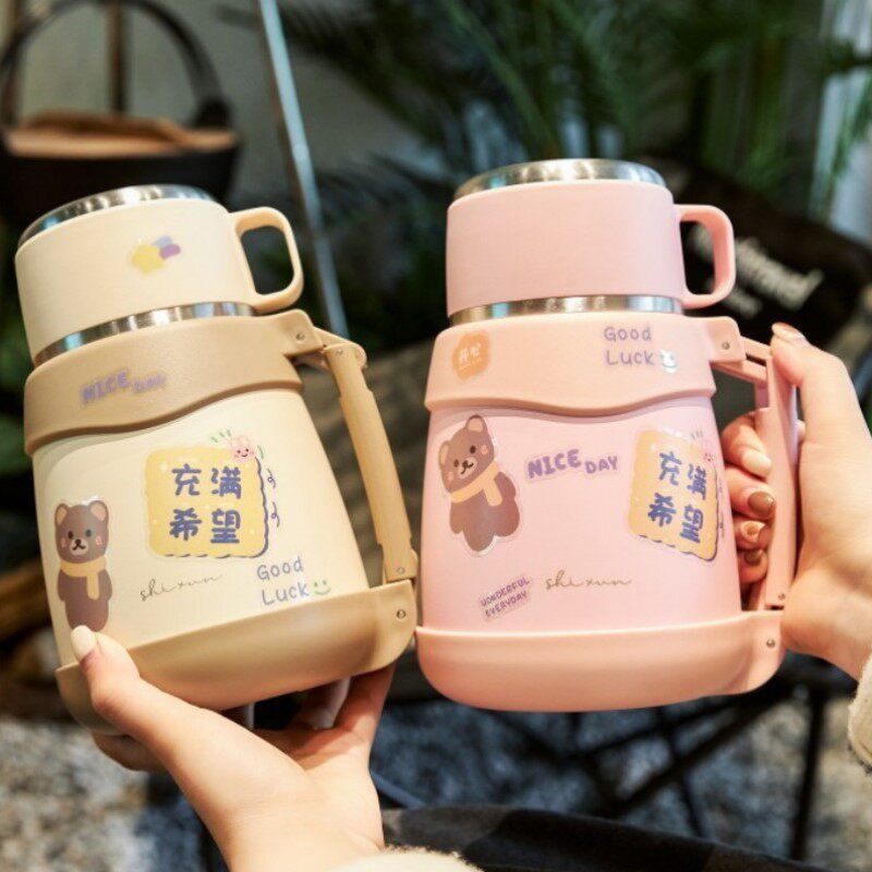 大胖肚保温杯医用316不锈钢带茶漏大肚保温杯大容量便携户外泡奶