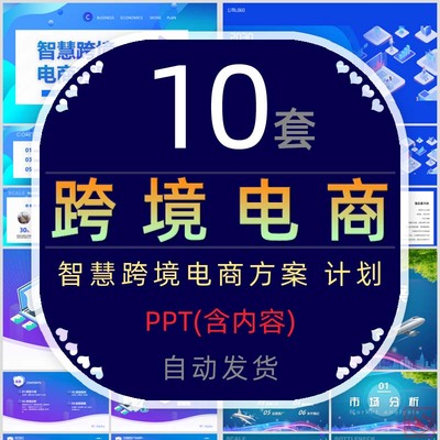 智慧跨境电商方案商业计划书PPT模板互联网络网购网店运营推广wps