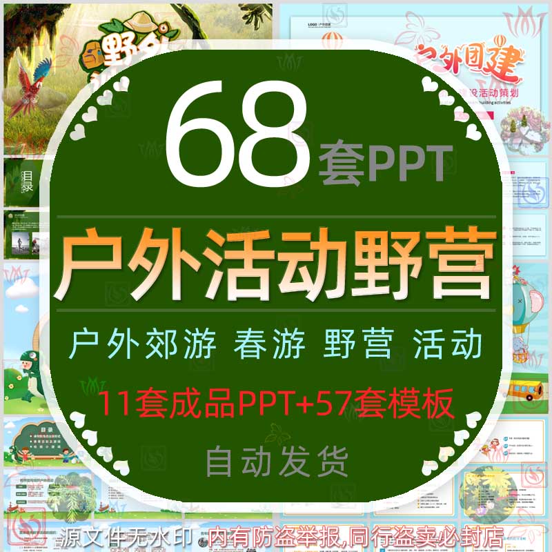 野外训练营拓展户外野营亲子游活动儿童春游郊游旅游旅行PPT模板