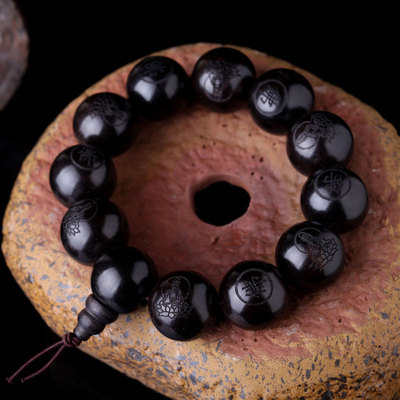 Natural Ebony 15mm 20mm Beads Buddhist Prayer Bracelets Gre