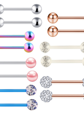 JUNOWPY 14G Tongue Rings Nipple Straight Barbells Ear Bar