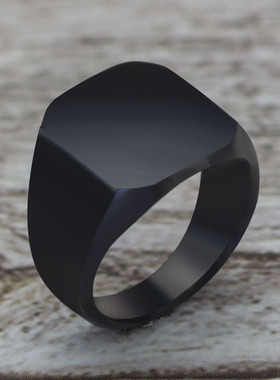 2022 New Fashion Simple Style Black Square Ring Classic Ring