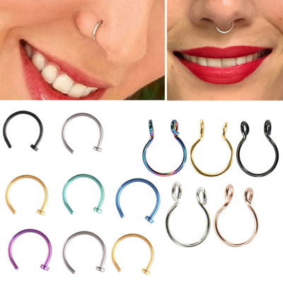 2pcs U Shaped Fake Nose Ring Hoop Septum Rings Stainless St