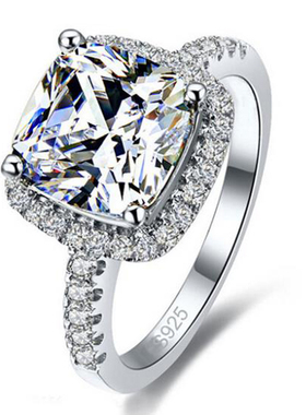 Simple Women Crystal 925 Sterling Silver Rings For Wedding