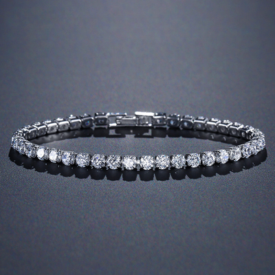 Solid sterling silver 4mm 18cm CZ tennis bracelet bangle