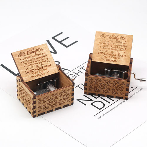 2022New Can't Help Falling In Love Wood Hand Crank Music Box