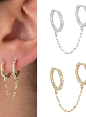 1 pcs Gothic Punk Handcuff chain Earrings real 925 Silver e