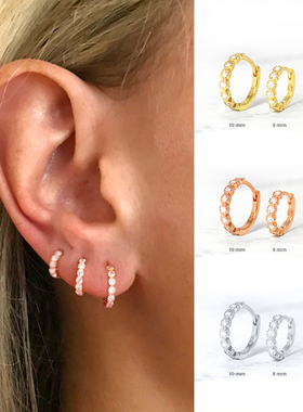 6mm/8mm 925 Sterling Silver Circle Zircon CZ Hoop Earrings