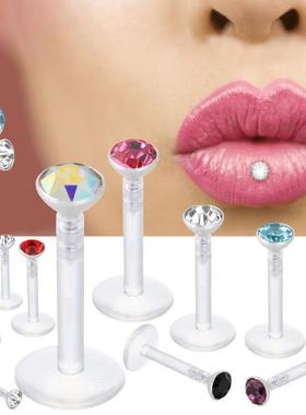 Lot of 14pcs Bioplast Flexible Labret Stud Lip Piercing Rin