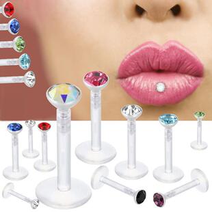 Lot of 14pcs Bioplast Flexible Labret Stud Lip Piercing Rin
