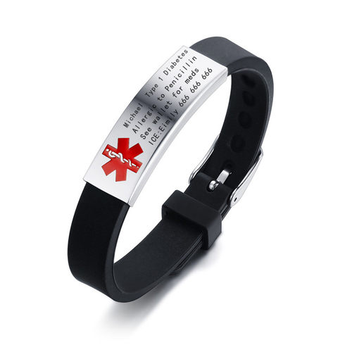 Vnox Engravable Medical Alert ID Bracelet DIABETES EPILEPSY