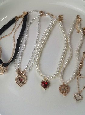 Kpop Vintage Love Heart Pendant Choker Necklace For Women