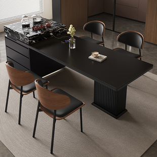 华庭鑫岩板岛台餐桌一体家用饭桌2025新款 现代简约轻奢餐桌椅组合