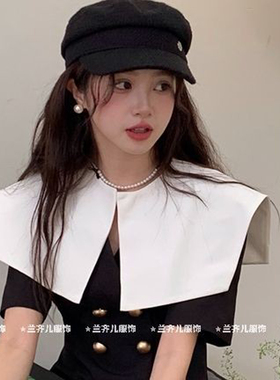 春夏配小裙假领子护颈防晒小方领简约纯色装饰衣领时尚外搭娃娃领