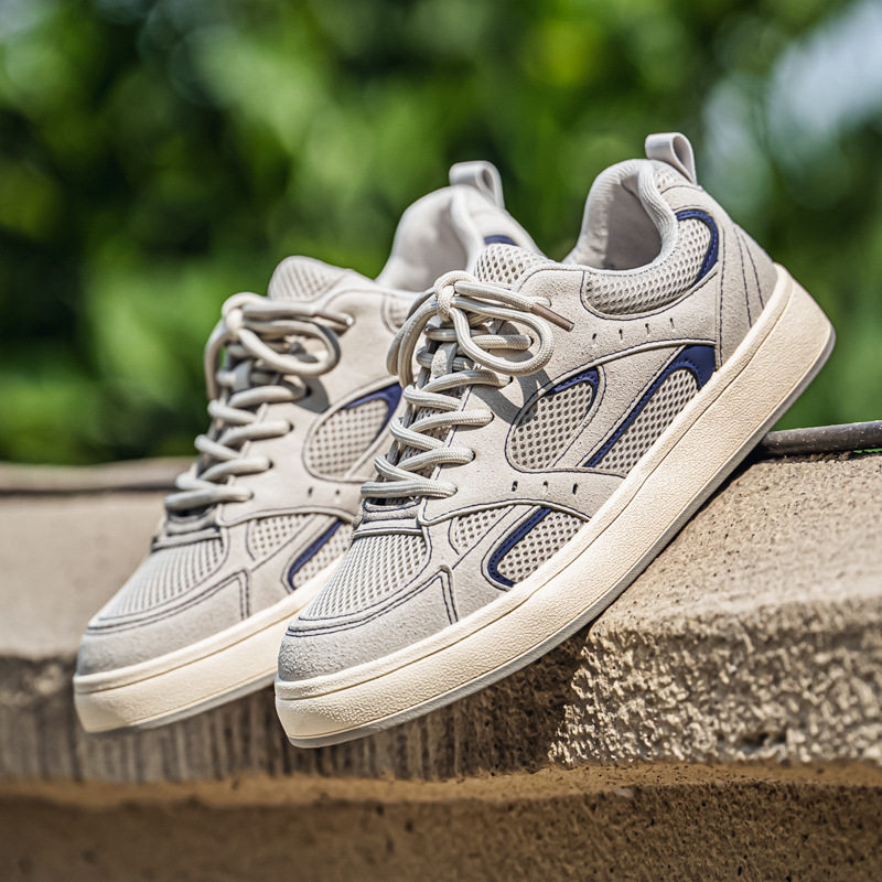 品牌折扣真皮2025新款低帮网布透气帆布鞋男学生运动休闲男鞋