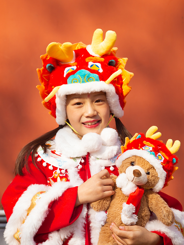 哈姆雷斯Hamleys龙年限定帽子2024中国风冬季毛绒头套儿童亲子装