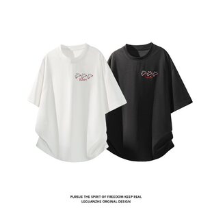 刺绣圆领短袖 港风白底大码 T恤M 2026夏季 特P25 新款