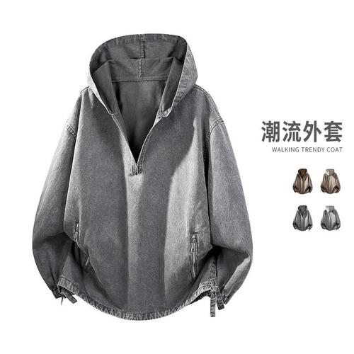 棉水洗牛仔外套男春秋季