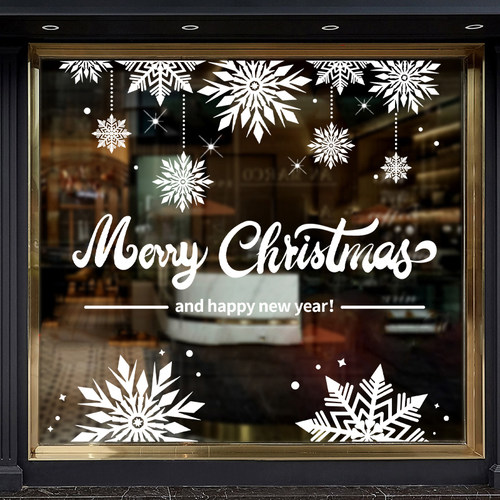 超大号白色雪花贴纸圣诞节装饰