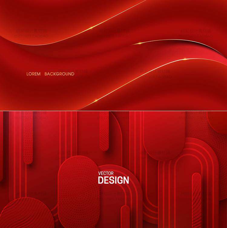 ins红色企业活动舞台晚年会颁奖典礼海报展板喷绘背景ai设计素材