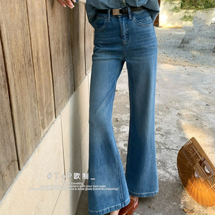 弹垂坠感好不堆积订单爆款不贴腿筒裤牛仔裤(配腰带)(5758延续款)