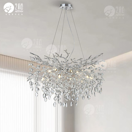 新款法式轻奢水晶吊灯客厅餐厅卧室创意个性枝设计师灯具
