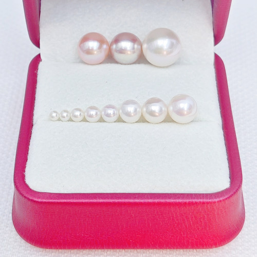 一颗天然淡水圆形迷你强光泽真大小珍珠无孔没不打孔单孔半孔散珠