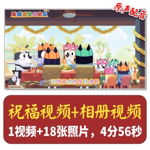 【原声配音】布鲁伊生日祝福视频儿童宝宝电视投屏图模板制作定制