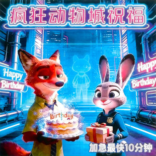 疯狂动物城儿童生日视频制作10岁十12祝福电视投屏图定制成长礼