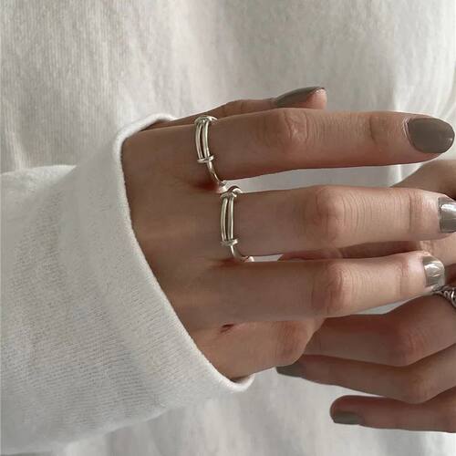 Silver Color Line Adjustable Ring For Women Fashion Jewelry