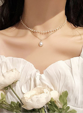 2023 New Fashion Pearl Choker Necklace for Women Kpop Cute D
