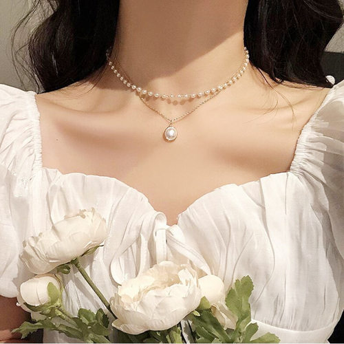 2023 New Fashion Pearl Choker Necklace for Women Kpop Cute D