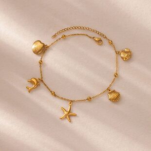 316L Stainless Steel Starfish Shell Charms Anklet For Women