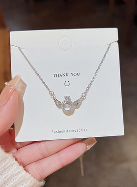 Stainless Steel Angel Wing Pendant Necklace for Women