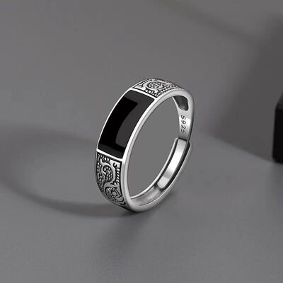 Sterling Silver Men's Ring High Quality black Gem For Men