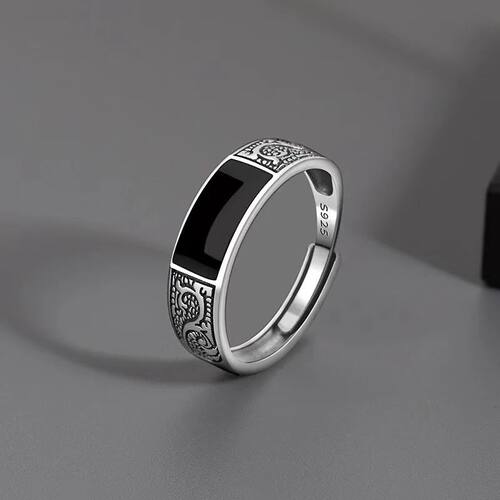 Sterling Silver Men's Ring High Quality black Gem For Men