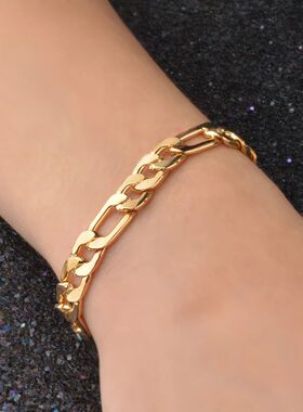 8mm Side Chain 18K Gold Plating Bracelet For Men Women
