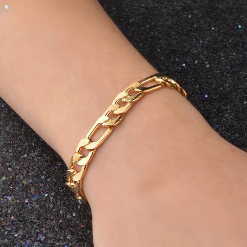 8mm Side Chain 18K Gold Plating Bracelet For Men Women