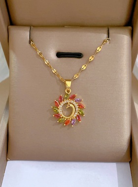 316L Stainless Steel Colorfully Peacock Pendants Necklace