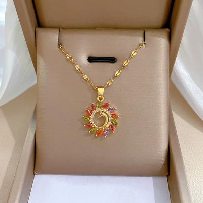 316L Stainless Steel Colorfully Peacock Pendants Necklace