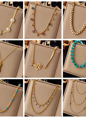 2023 316L Stainless Steel Gold Color Pearl Green Stone Snake