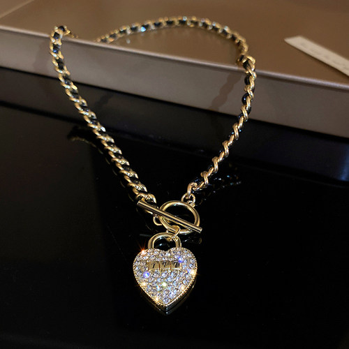Trendy Fine 14K Gold Plated Lucky Number 7 Heart Lock Pendan